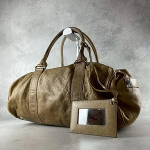 BALENCIAGA archive Handbag Mini Boston Bag Leather Brown Authentic w/Mirror - Picture 1 of 24