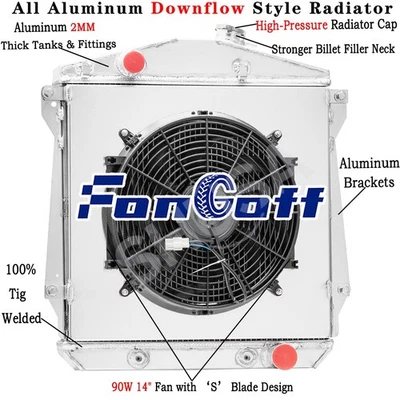 3Row Radiator&Shroud Fan For 1943-48 Chevy Sedan Delivery BL BN,BG DJ DR 3.8L AT Foto 1 de 4