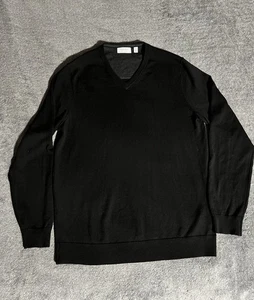 Calvin Klein 100% Merinowolle V-Ausschnitt Langarm Schwarz Größe M Preppy Soft - Bild 1 von 5