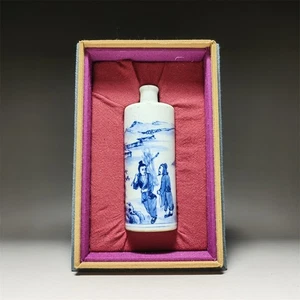 Chinese Antique Blue & White Porcelain Snuff Bottle - Picture 1 of 12
