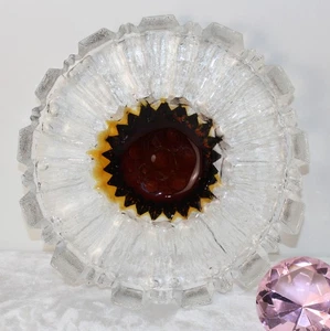 Finland Glass Humppila Ice Pattern Sunflower Art Glass Raised Dish - Bild 1 von 13