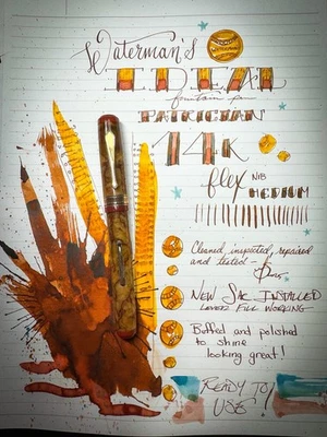 Waterman's Ideal Patrician In Onyx Около 1930-х ~ 14k Flex Nib ~ Обслуживаемый - Изображение 1 из 4