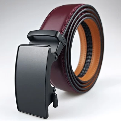 Cinturones de trinquete de cuero genuino para hombre con hebilla automática ajustable informales Foto 1 de 4