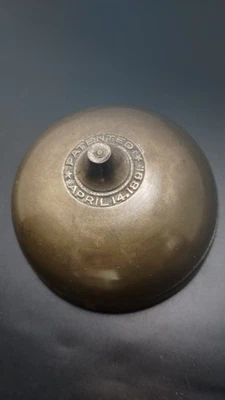 Antique Brass Mechanical Doorbell Patent April 14 1891 - Image 1 of 4