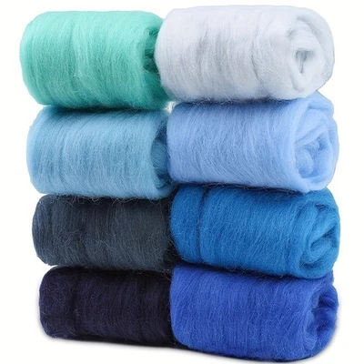 Kit de fieltro de aguja de hilo itinerante de lana natural 80 g/3,5 OZ - 8 colores X10 g, artesanía hágalo usted mismo Foto 1 de 4