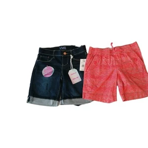 YMI Youth Girls Denim Shorts & Wonder Nation Bermuda Size 7 & 10 M GIRLS Used - Picture 1 of 9