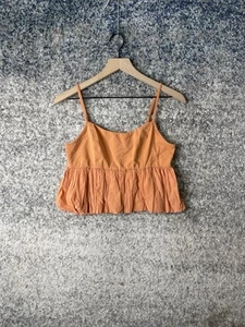 Maeve Anthropologie Womens Cropped Vest Top Orange Smocked Size Small - Picture 1 of 8