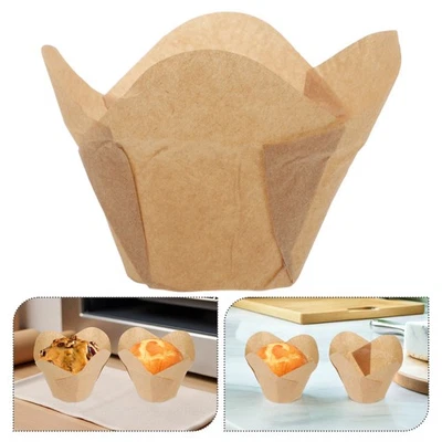  200 Tulpen-Muffinförmchen: Blumenförmige Backförmchen – Fettabweisende Cupcake- - Bild 1 von 4