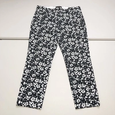 Banana Republic Pants Womens 6 Sloan Black White Floral Skinny Pockets - Image 1 of 4