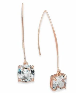 Pendientes de gota lineal cuadrada de zirconio en tono oro rosa INC - Imagen 1 de 1