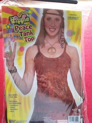 Womens Hippie Peace Tank Top Halloween Costume Adult  - Image 1 of 3