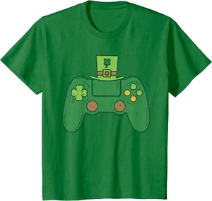Video Game Controller Irish Gamer St Patricks Day Fun Youth Unisex T-shirt - Picture 1 of 5