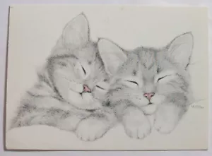 Cat Art Postcard - TWO SLEEPY KITTENS, Virginia Miller, Jonah's (CAT3-14) - Picture 1 of 2
