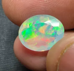 Natural Ethiopian Welo Opal, 4 Carat Multi Color Opal, Faceted Opal Gemstone - Picture 1 of 6