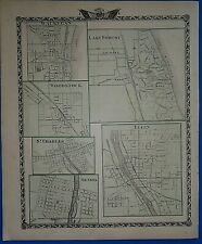 Authentic 1876 ILLINOIS Twp. Map ~ LAKE FOREST - ELGIN - WAUKEGAN - St CHARLES +