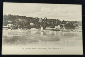 BW Postcard Port Jefferson Harbor ~ Long Island NY ~ Unposted - Picture 1 of 3
