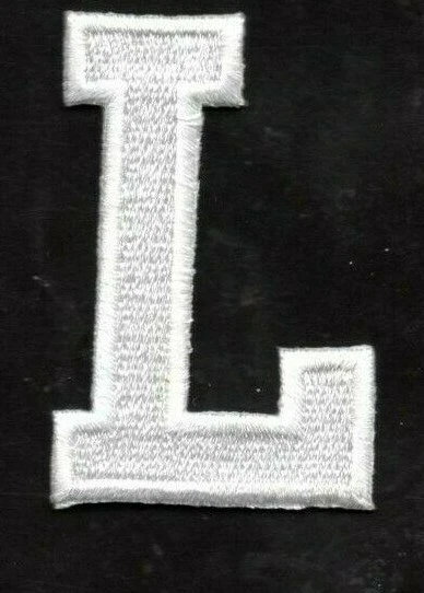 WHITE BLOCK LETTER "L" (1 7/8") - Iron On Embroidered Applique Patch - Image 1 of 1