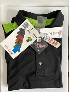 North End Sports 88683 Mens Polo Shirt Black Acid Green L Quick Dry Cool Logik - Picture 1 of 5