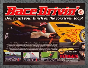 Anuncio impreso Race Drivin' Sega Genesis vintage arte A 1994 - Imagen 1 de 1