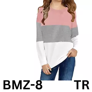 storeofbaby Color Block Shirt- Little Girls Long Sleeve Loose Fit Sweatshirt, S - Picture 1 of 8