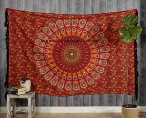 Indian Tapestry Wall Hanging Mandala Hippie Gypsy Bedspread Throw Bohemian Cover - Picture 1 of 4