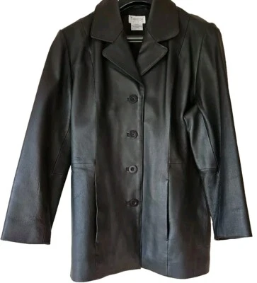 Chaqueta blazer de cuero para mujer Tribeca Studio abrigo ligero talla grande Foto 1 de 4