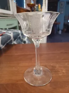Heisey Glass Minuet Etched Footed Tall Champagne Tall Sherbet 6-1/4 " - Picture 1 of 4