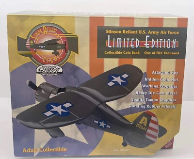 Gearbox Stinson Reliant Coin Bank Air Plane Usaaf Limited Edition A172841 #02507 - Image 1 of 4