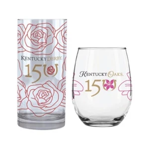 2024 Official 150th Running Kentucky Derby Mint Julep & Oaks Lily Glass Set NEW