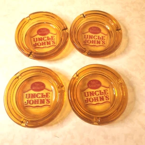 Vintage Uncle John’s Family Restaurant Amber Glass Ashtrays. Set of 4 p2 - Picture 1 of 4