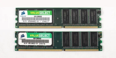 Corsair 1 GB (2 x 512 MB) PC-3200 (DDR-400) DIMM 400 MHz PC-3200 - VS512MB400 - Image 1 of 2