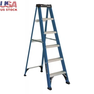 Fiberglass Step Ladder 6ft Non-Conductive Pro Top 225lb Capacity Tool Holder New - Picture 1 of 7