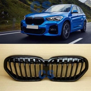 Parrilla delantera de un solo listón para riñón negro brillante para 20-21 BMW X1 F48 F49 LCI - Imagen 1 de 8