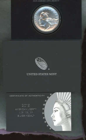 2019 P ~ AMERICAN LIBERTY ~ COMMEMORATIVE SILVER MEDAL ~MATTE FINISH (BOX & COA) Cover