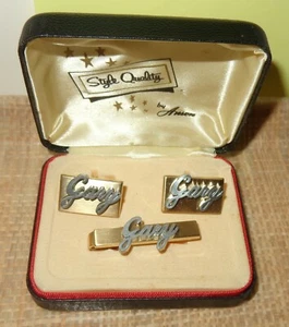 JUEGO DE CLIP DE GEMELOS DE COLECCIÓN ANSON MANS NAME GARY + CAJA ORIGINAL REGALO PARA PADRES - Imagen 1 de 4