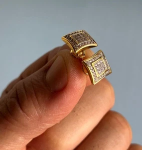 Uomo oro 14 carati riempito 0,5 ct. Orecchini a perno VS1 taglio laboratorio diamante vite posteriore CLASSY - Foto 1 di 5