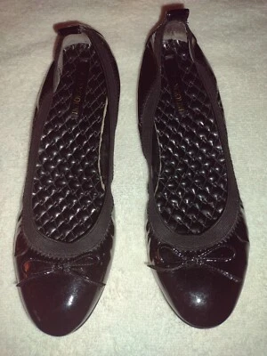 Enzo Angiolini Womens Black Leather Bow Slip On Ballet Flats Size 8M - Image 1 of 4