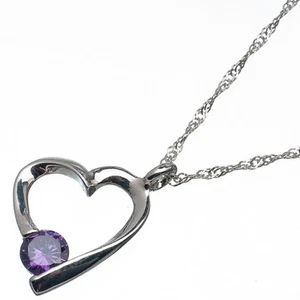1.58 Ct Round Cut Style Shape Purple Amethyst 18K White Gold Plated Pendant - Picture 1 of 3