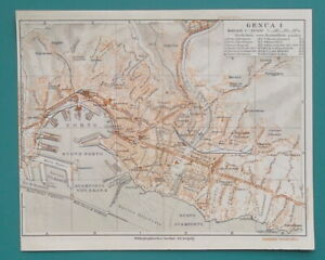 1934 MAP 6 x 8" (15 x 20 cm) - GENOA Genova City Plan Italy