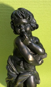 Vintage Angel Statue Cherub Sculpture Holding Bunny In Wood Base 14” PLEASE READ - Picture 1 of 14