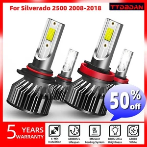 9005 + H11 LED Headlight Kit Bulbs High Low Beam For Silverado 2500 2008-2018 - Picture 1 of 13