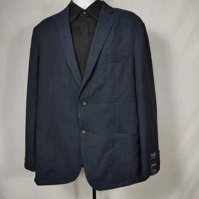 NEW Haggar H26 The Park Tailored Fit Blazer Stretch Navy Birdseye  XL 48R - Image 1 of 4