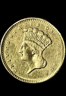 1856-1889 $1 Dollar Gold Indian Princess Type 3 Ex Jewelry Nice Obverse Details! - Image 1 of 4