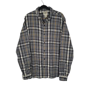 L.L.BEAN Grey Check Shirt Slim Fit Chamois Thick Flannel Plaid Long Sleeve - Picture 1 of 4