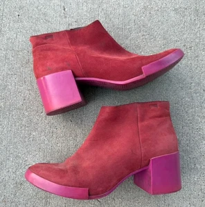 Camper Red And Pink Leather Heeled Boots Size 39 US 8.5 - Picture 1 of 13