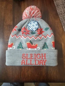 Christmas Beanie Hat " Sleigh All Day" New With Tags - Picture 1 of 3