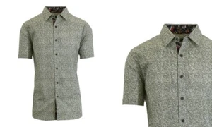 Galaxy by Harvic Men's Patterned Button Down Slim Fit Short Sleeve Shirt:XL - Picture 1 of 3
