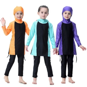 Full Cover Kids Girls Swimwear Muslim Girls Beachwear Modest Burkini Swimsuit - Picture 1 of 54