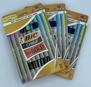 Bolígrafos BIC Cristal Xtra Bold Bolígrafo 1,6 mm, 3 Paquetes de 10 (30 Total) Nuevos - Imagen 1 de 2
