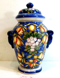 BUNTES PORZELLAN OBSTMOTIV DECKEL INGWERGLAS 11,5" HOCH  - Bild 1 von 3